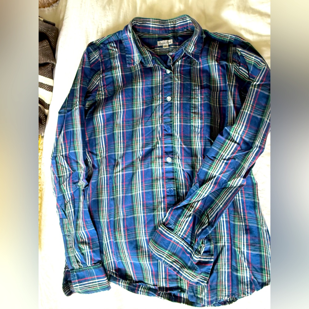 Steven Alan Blue and Green Casual Button Down Shirt